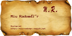 Miu Radomér névjegykártya